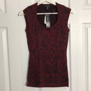 💜 XS 💜 NWT Sweater Tank Sleeveless Red and Black Sparkle Shimmer​